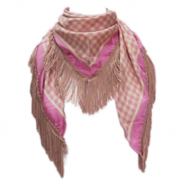 Τρίγωνο Ιταλικό σατέν καρό φουλάρι με κρόσσια