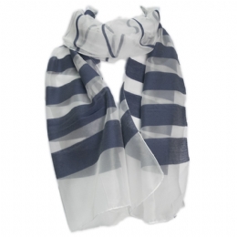 White Italian scarf with wide stripes