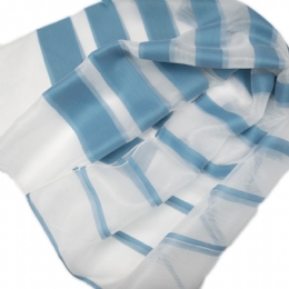 Λευκό Ιταλικό φουλάρι με φαρδιές ρίγες