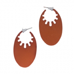 Flat oval metal earrings 