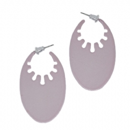 Πλακέ οβάλ μεταλλικά σκουλαρίκια 