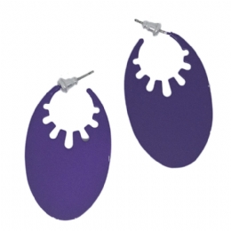 Πλακέ οβάλ μεταλλικά σκουλαρίκια 