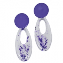 Clip οβάλ σκουλαρίκια από plexiglass με πιτσιλιές 