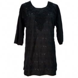 Μακρύ βαμβακερό Ινδικό καφτάνι με floral embroidery