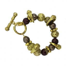 Retro χρυσό βραχιόλι με πέρλες 