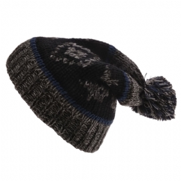 Γκρι ανθρακί unisex σκούφος με φούντα και γραμμικό σχέδιο 