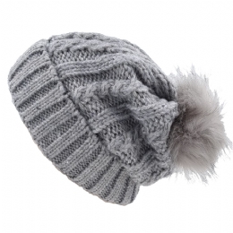 Μονόχρωμος melanze πλεκτός σκούφος με μεγάλη φούντα