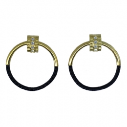 Hoop earrings with white strass and leather