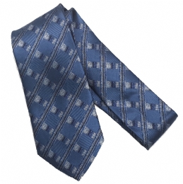Sunset blue tie with ombre grey checkered design