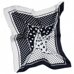 White and black polka dot neckerchief with silk