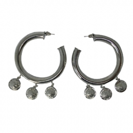 Thick hoop earrings with retro hanging charms