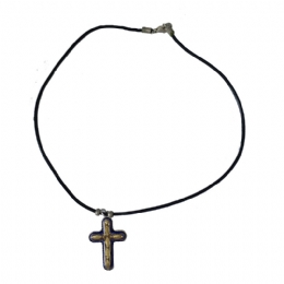 Antique ασημί και μπλε σταυρός με χρυσό σχέδιο