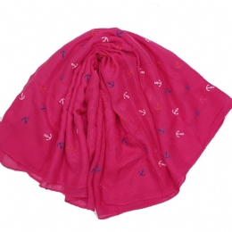 Φαρδύ μονόχρωμο φουλάρι με μικρές ανάγλυφες άγκυρες 