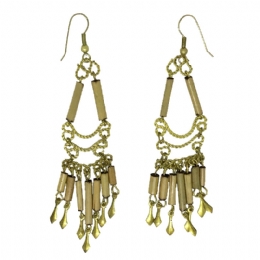 Retro matte gold earrings Elisabeth with bamboo details 
