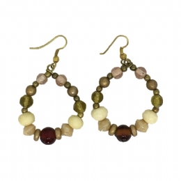 Κρεμαστοί κρίκοι σκουλαρίκια με πολύχρωμες πέτρες και χάντρες