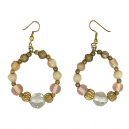 Κρεμαστοί κρίκοι σκουλαρίκια με πολύχρωμες πέτρες και χάντρες