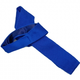 Indigo blue narrow knitted tie