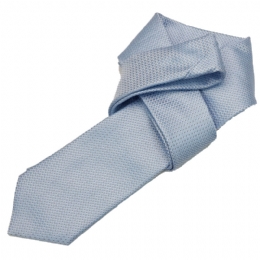 Light blue narrow tie with small squares and blue dots 
