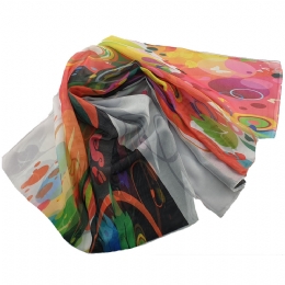 Colourful wide Italian scarf Black lady