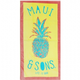 Κίτρινη πετσέτα θαλάσσης Maui and Sons και βεραμάν ανανά 75εκ x 150εκ