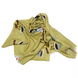 Μπεζ Ιταλικό φαρδύ φουλάρι Coffee time