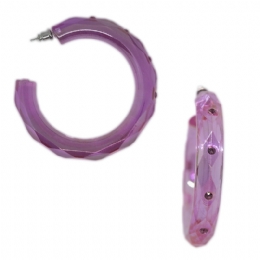 Πλαστικοί πρισματικοί κρίκοι σκουλαρίκια με στρας