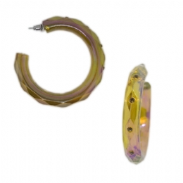 Πλαστικοί πρισματικοί κρίκοι σκουλαρίκια με στρας