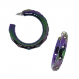 Πλαστικοί πρισματικοί κρίκοι σκουλαρίκια με στρας