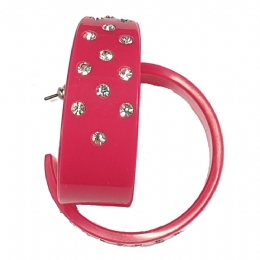 Λευκοί πλαστικοί μεσαίοι κρίκοι σκουλαρίκια με στρας