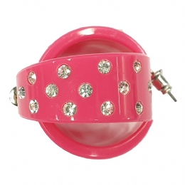 Λευκοί πλαστικοί μικροί κρίκοι σκουλαρίκια με στρας