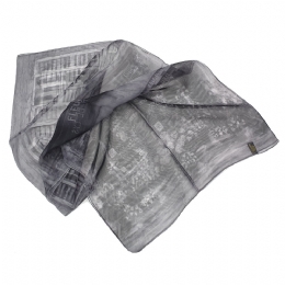 Grey shaded wide Italian scarf Fleur de Lys