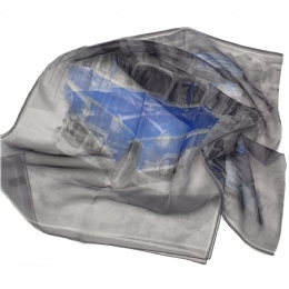 Ιταλικό φαρδύ γκρι φουλάρι με αυτοκίνητο αντίκα