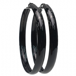 Large black curved hoop earrings