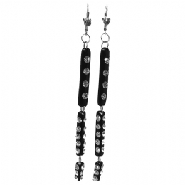 Μακριά σκουλαρίκια από plexiglass με λευκά στρας