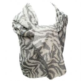 Γκρι με εκρού μάλλινη Ιταλική εσάρπα animal print