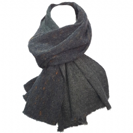 Μπλε με πορτοκαλί spots και ανθρακί μάλλινο Ιταλικό unisex κασκόλ διπλής όψης