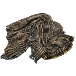 Μπεζ Pied de poule Ιταλική εσάρπα με χρωματιστές ρίγες