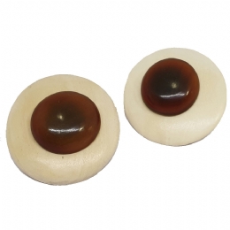 Μεγάλα κυκλικά ξύλινα κλιπ σκουλαρίκια με μελί charm