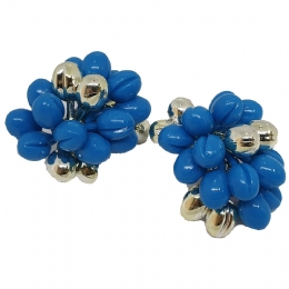 Fancy clip earrings with silver and coloured berries