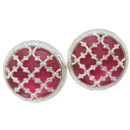 Clip κυκλικά σκουλαρίκια Alice με ματ εσωτερική λεπτομέρεια 