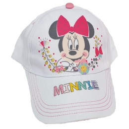 Λευκό καπέλο Minnie με πολύχρωμο κέντημα