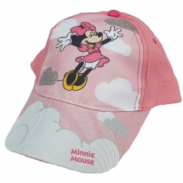 Ροζ jockey καπέλο Minnie με ασημί glitter καρδιές 