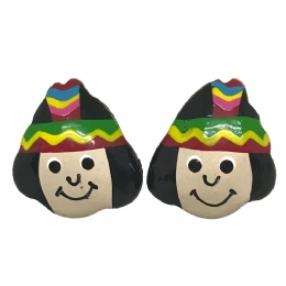 Ξύλινα clip παιδικά σκουλαρίκια ινδιάνος