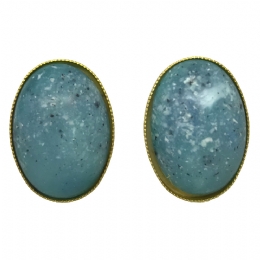 Οβάλ κλιπ σκουλαρίκια Marble με χρυσή βάση