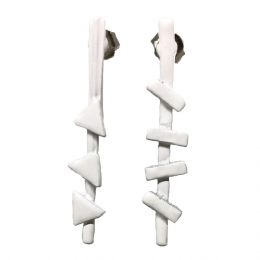 Μεταλλικά μακριά σκουλαρίκια με γεωμετρικά σχήματα