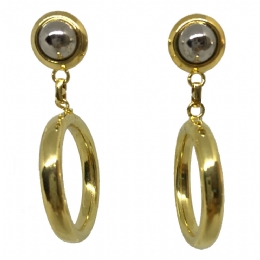 Χρυσοί κρεμαστοί κρίκοι με ασημί πέτρα