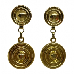 Goldεν clip earrings with circle hanging charm