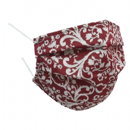 Italian mask with burgundy Paisley print from water resistant filtering fabric