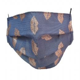 Italian blue mask with pink lurex lips from water resistant filtering fabric