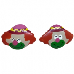 Ξύλινα clip παιδικά σκουλαρίκια κλόουν με πορτοκαλί μαλλιά